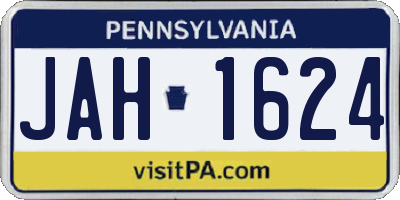PA license plate JAH1624