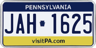 PA license plate JAH1625