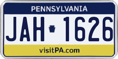 PA license plate JAH1626