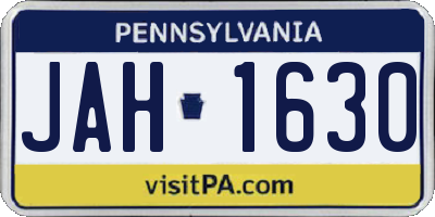 PA license plate JAH1630