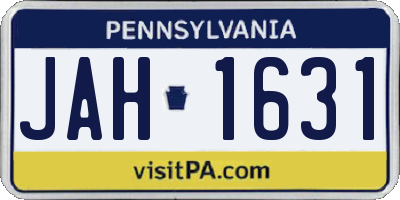 PA license plate JAH1631