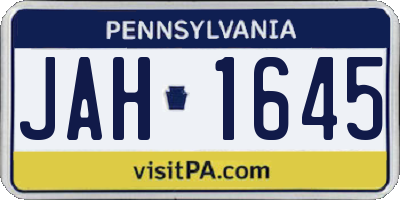 PA license plate JAH1645