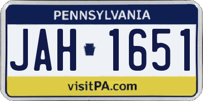 PA license plate JAH1651