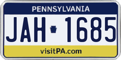PA license plate JAH1685