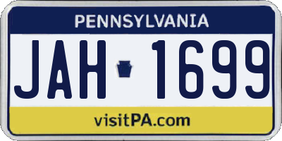 PA license plate JAH1699