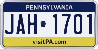 PA license plate JAH1701