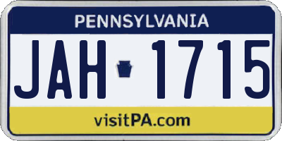 PA license plate JAH1715