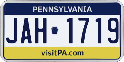 PA license plate JAH1719
