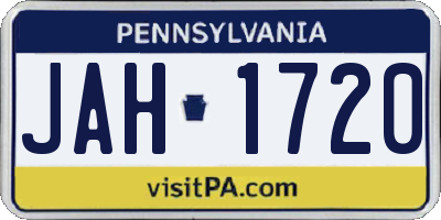 PA license plate JAH1720