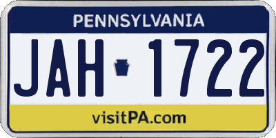 PA license plate JAH1722