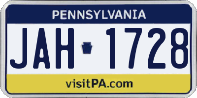PA license plate JAH1728