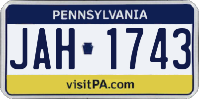 PA license plate JAH1743