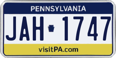 PA license plate JAH1747