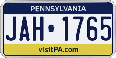PA license plate JAH1765