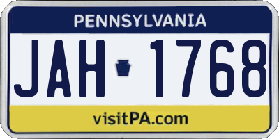 PA license plate JAH1768