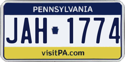 PA license plate JAH1774