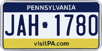 PA license plate JAH1780