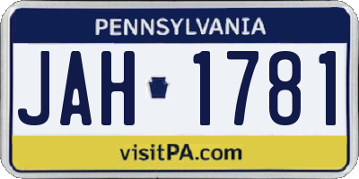 PA license plate JAH1781