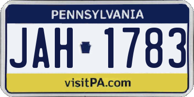 PA license plate JAH1783