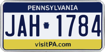 PA license plate JAH1784