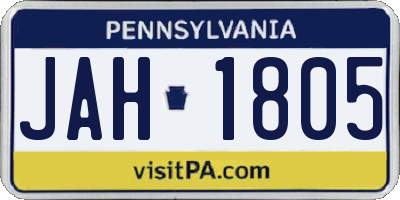PA license plate JAH1805