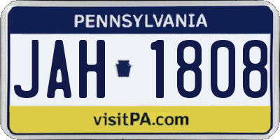 PA license plate JAH1808