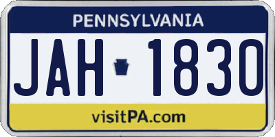 PA license plate JAH1830