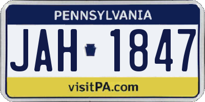 PA license plate JAH1847