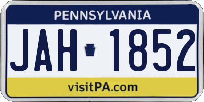 PA license plate JAH1852