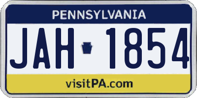 PA license plate JAH1854