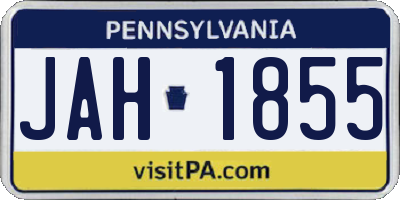 PA license plate JAH1855