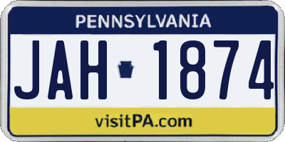 PA license plate JAH1874