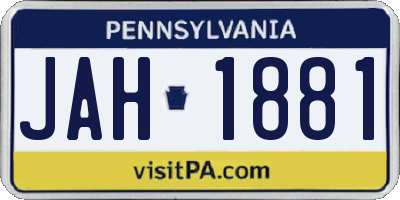 PA license plate JAH1881