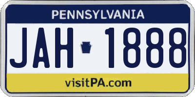 PA license plate JAH1888