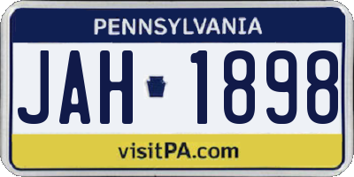 PA license plate JAH1898