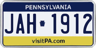 PA license plate JAH1912