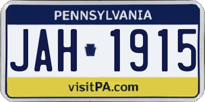 PA license plate JAH1915
