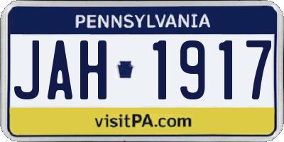 PA license plate JAH1917