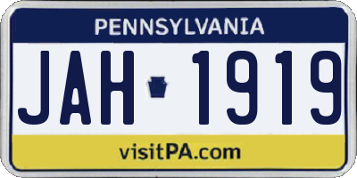 PA license plate JAH1919