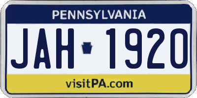 PA license plate JAH1920