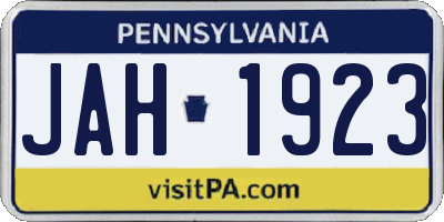 PA license plate JAH1923