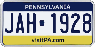 PA license plate JAH1928