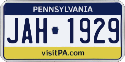 PA license plate JAH1929