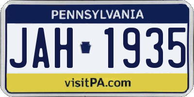 PA license plate JAH1935