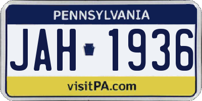 PA license plate JAH1936