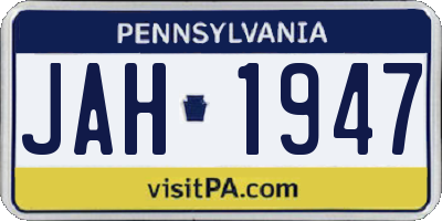 PA license plate JAH1947