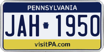 PA license plate JAH1950
