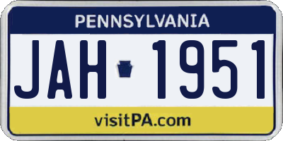 PA license plate JAH1951