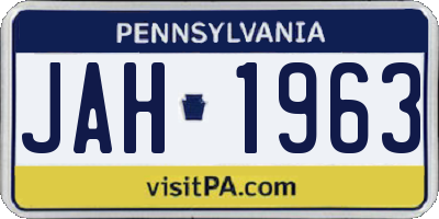 PA license plate JAH1963