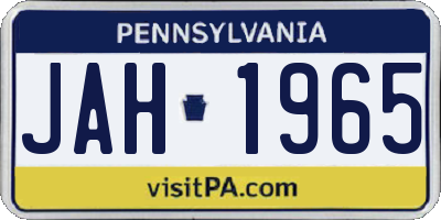 PA license plate JAH1965